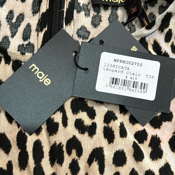 NWT MAJE Ruffled leopard-print crepe mini dress size 36 US 4 - Picture 5 of 11